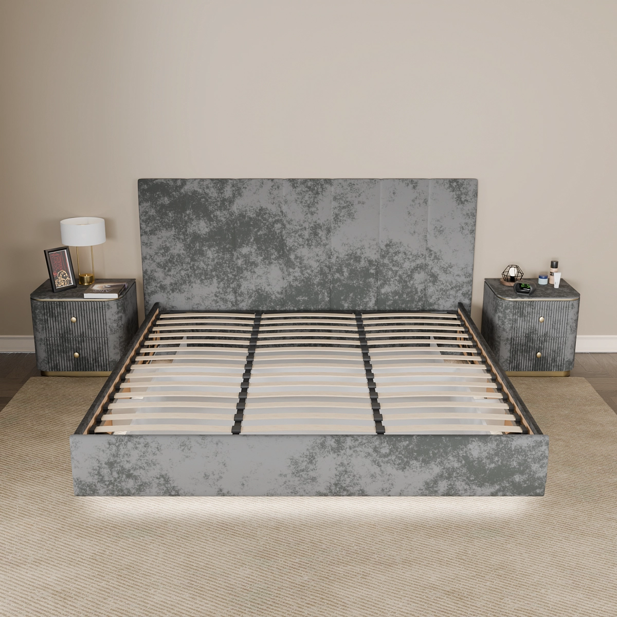 Кровать с подъемным механизмом Диона Графит 200х200 (avatr26)