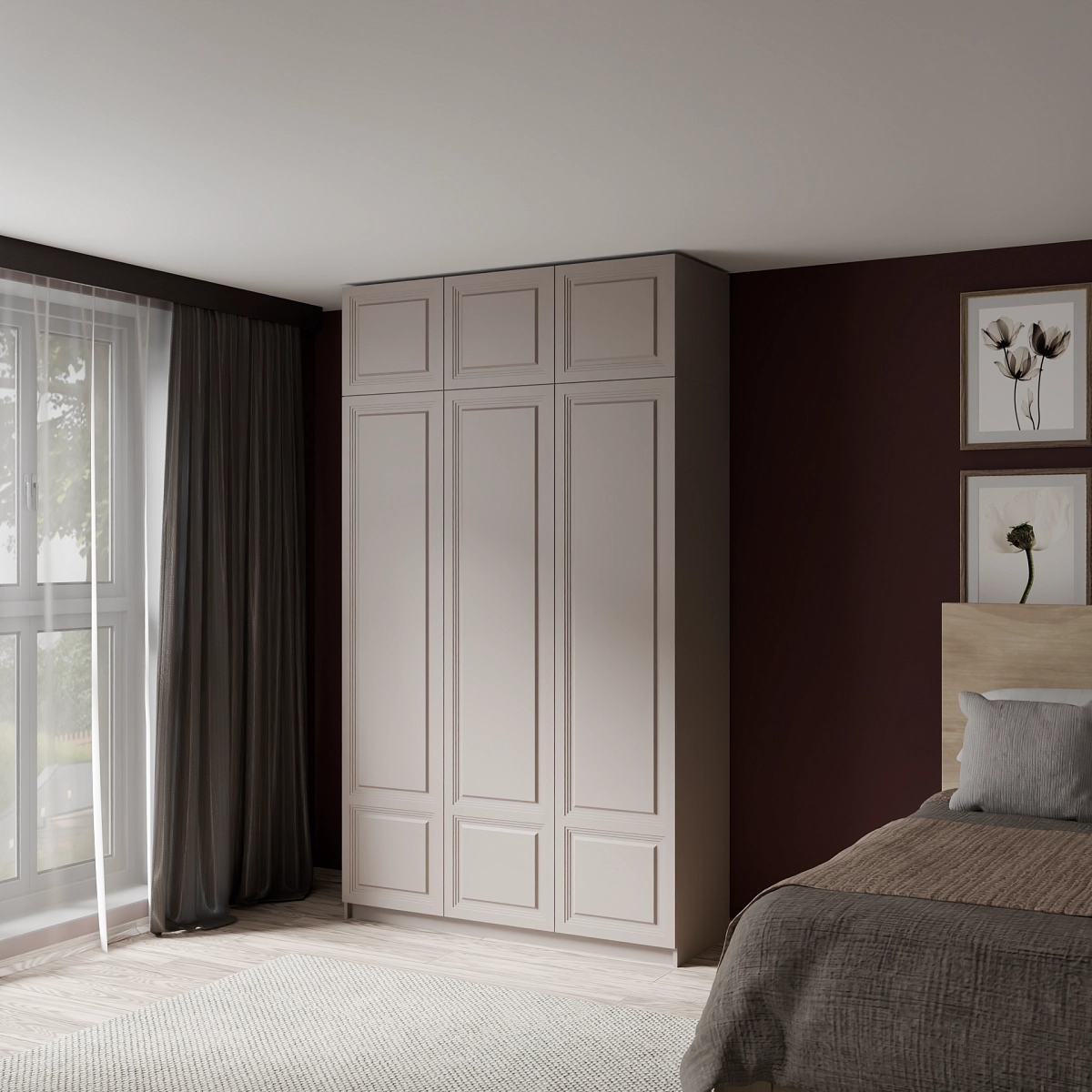 Шкаф с антресолью и фрезерованными фасадами Марс Кашемир (Оргей+)